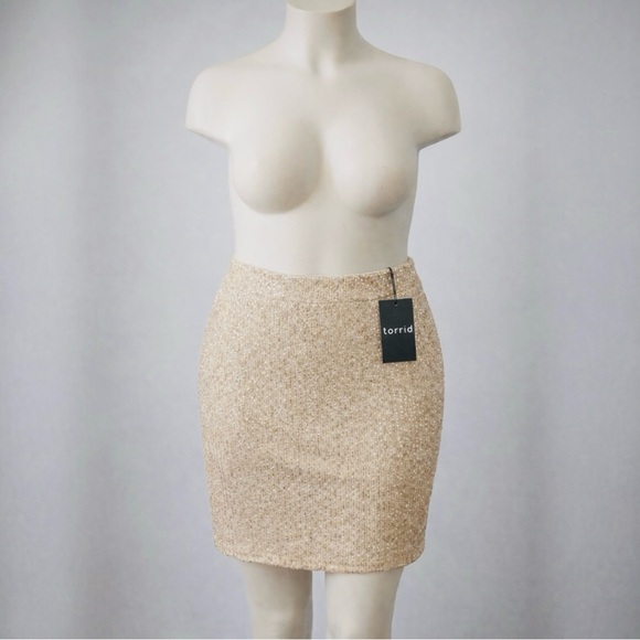 Torrid Beige Sparkling Mini Skirt - Picture 2 of 3